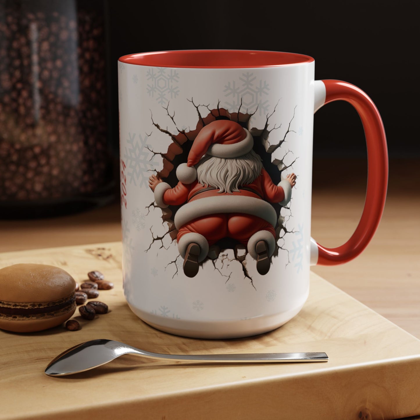 Santa Claus Passing Through the Chimney Mug - Ideal for Gifts