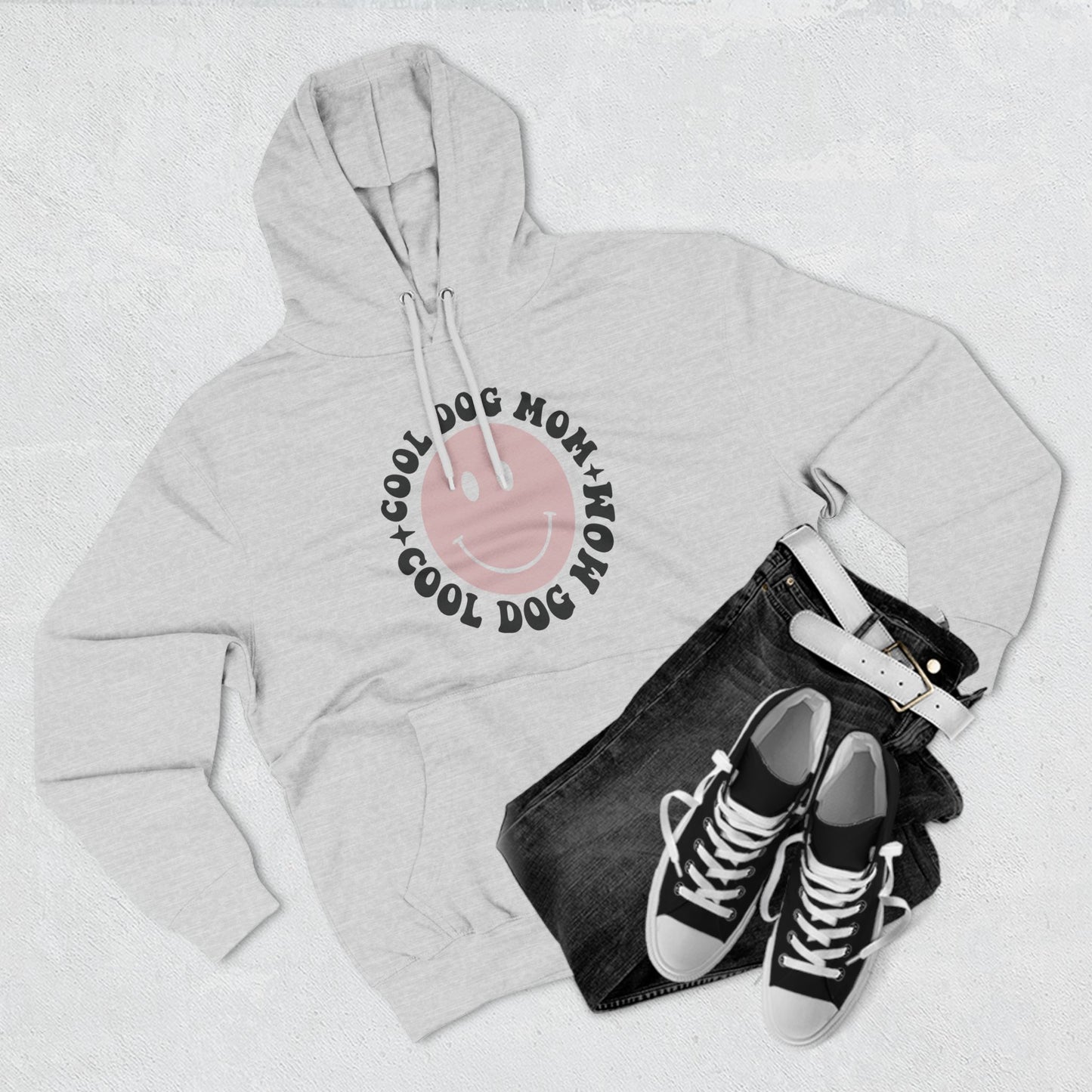 Three-Panel Fleece Hoodie Cool Dog Mom