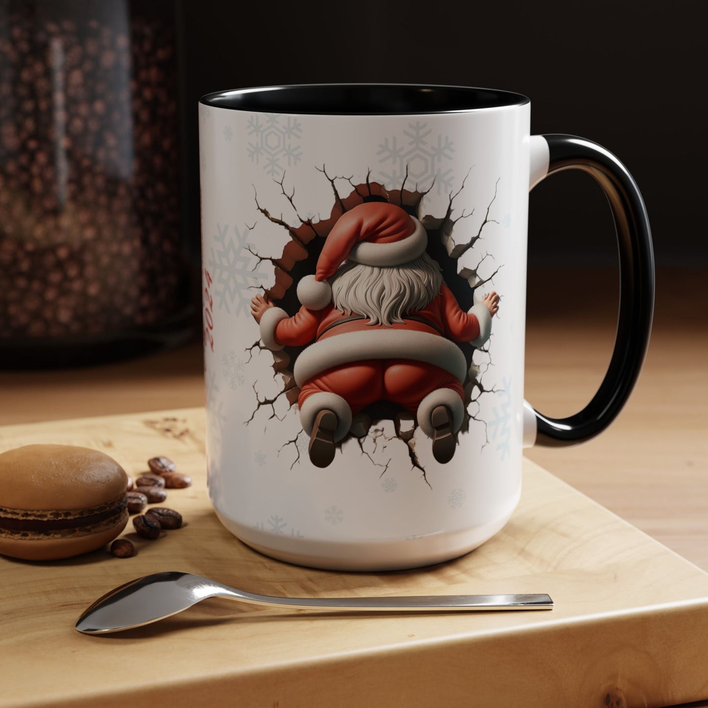 Santa Claus Passing Through the Chimney Mug - Ideal for Gifts