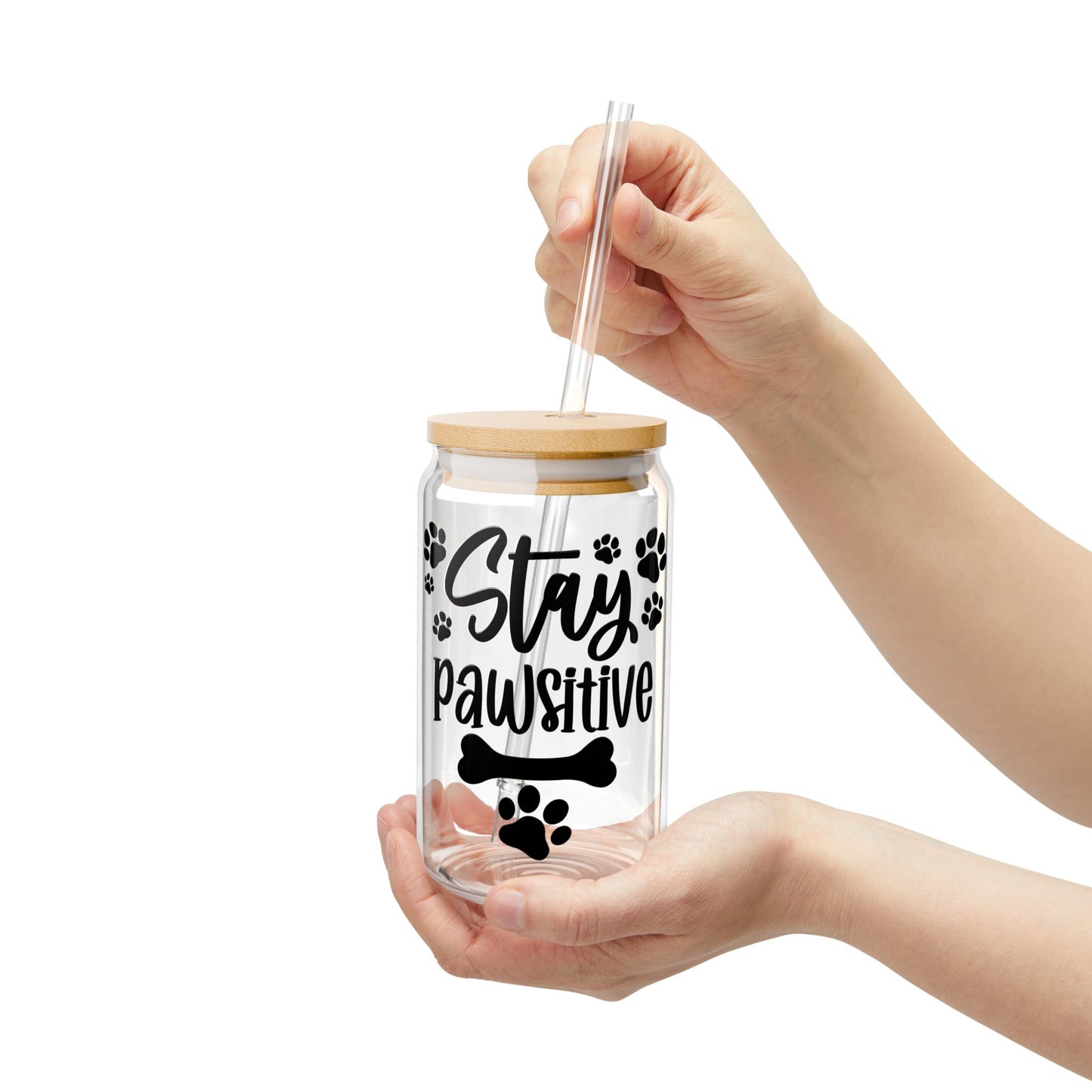 Sipper Glass, 16oz Stay pawsitive
