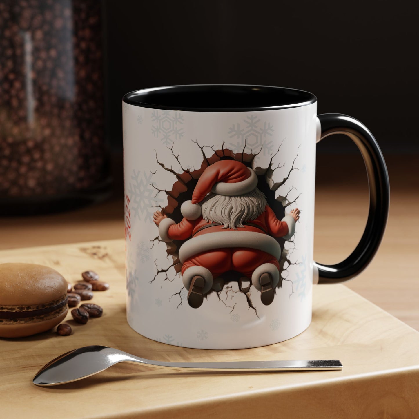 Santa Claus Passing Through the Chimney Mug - Ideal for Gifts