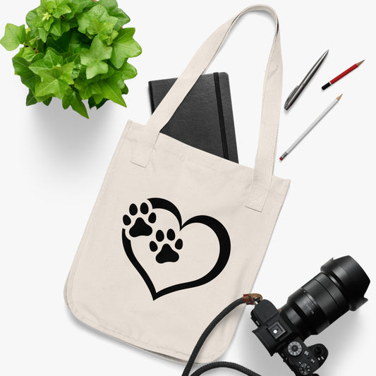 Organic Canvas Tote Bag Love Dogs