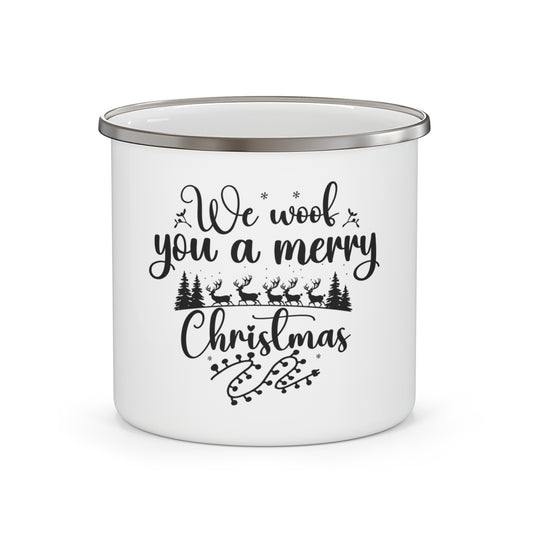 We Woof You a Merry Christmas Mug-Enamel Camping Mug
